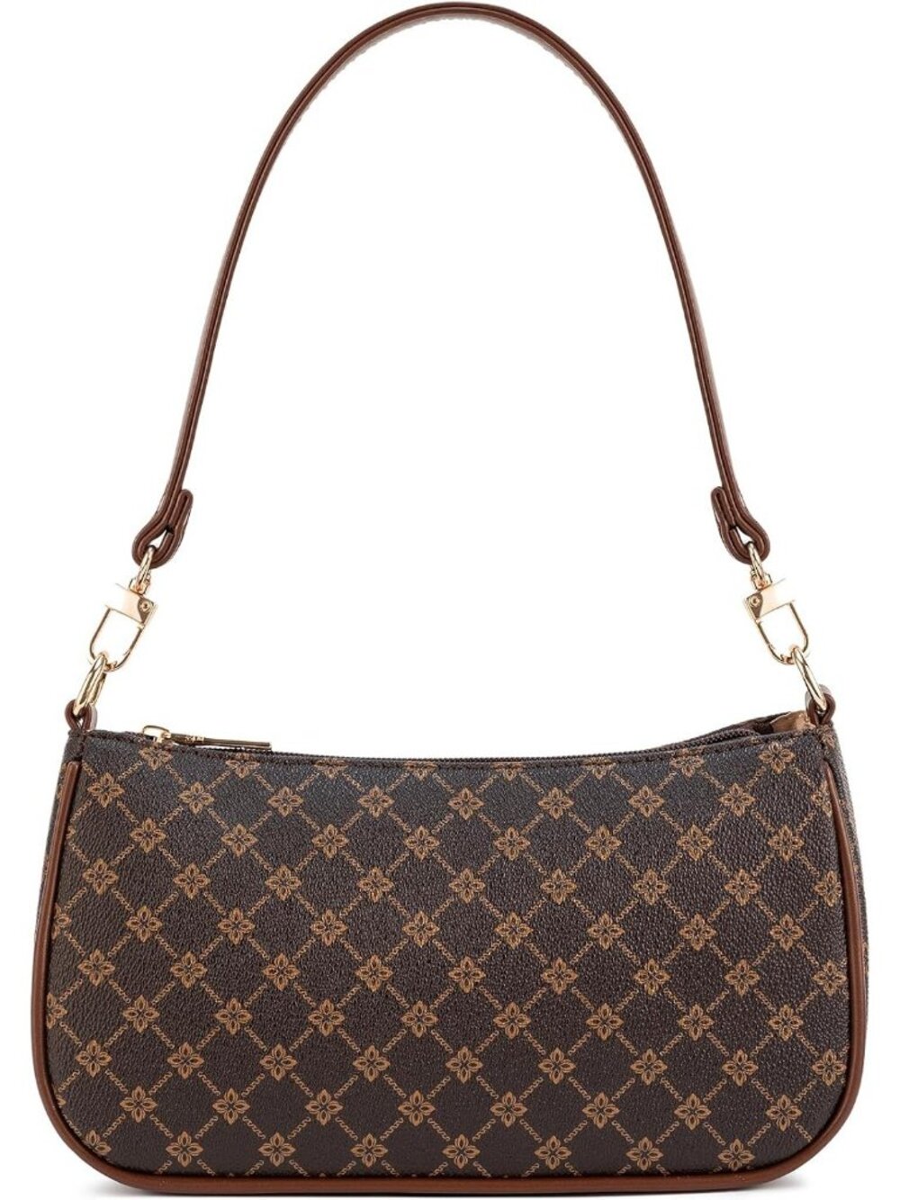 Women's Brown Flower Retro Vegan Leather Hobo Shoulder MultiPocket Crossbody Bag